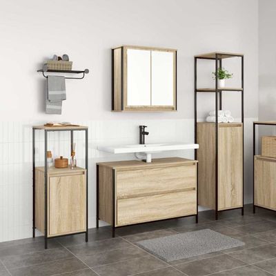 vidaXL Sada kúpeľňového nábytku 3 pcs Sonoma dub Kompozitné drevo