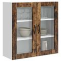 vidaXL Nástenný sklenený kabinet PORTO Dymová dub 80 x 31 x 80 cm