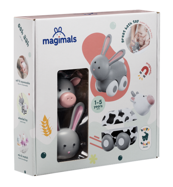 Magnetické zvieratká Magimals Wheely Zajac / Krava