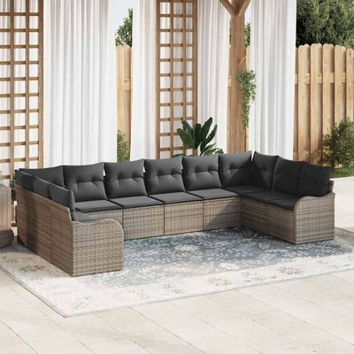 vidaXL Súprava záhradných pohoviek Sivá 344 x 177,5 x 85 cm polyratan