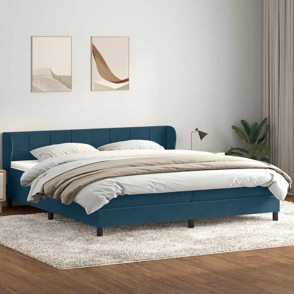 vidaXL Posteľný rám boxsping s matracmi tmavomodrá 180x220 cm zamat
