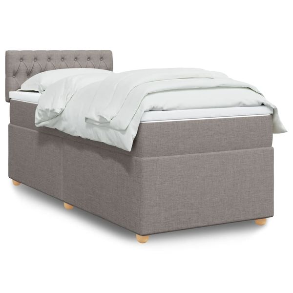 vidaXL Posteľný rám boxsping s matracom sivohnedý 90x200 cm látka
