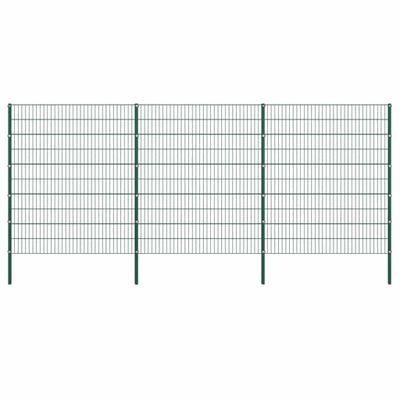 vidaXL Plotový panel so stĺpikmi, železný 522x200 cm, zelený