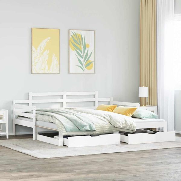 vidaXL Rozkladacia denná posteľ s matracmi bez matraca biela 80x200 cm