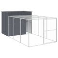 vidaXL Búda pre psa s výbehom antracitová 214x457x181 cm pozink. oceľ
