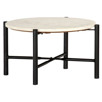 vidaXL Konferenčný stolík biely 60x60x35 cm pravý kameň s mramorovou textúrou