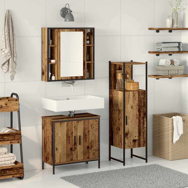 vidaXL Sada kúpeľňového nábytku Nástenný 3 pcs Hnedá Kompozitné drevo