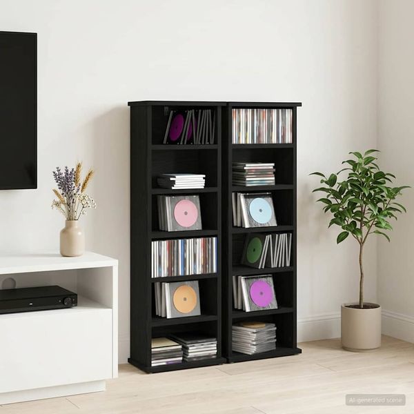 vidaXL CD Skrinka 2 ks Čierny dub 60 x 17 x 92 cm Kompozitné drevo