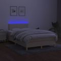 vidaXL Posteľ boxsping s matracom a LED krémová 120x200 cm látka