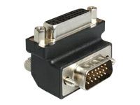 Adaptér VGA - HD-15 (VGA) (samec) na DVI-I (samica) - konektor 90°, krídlové skrutky