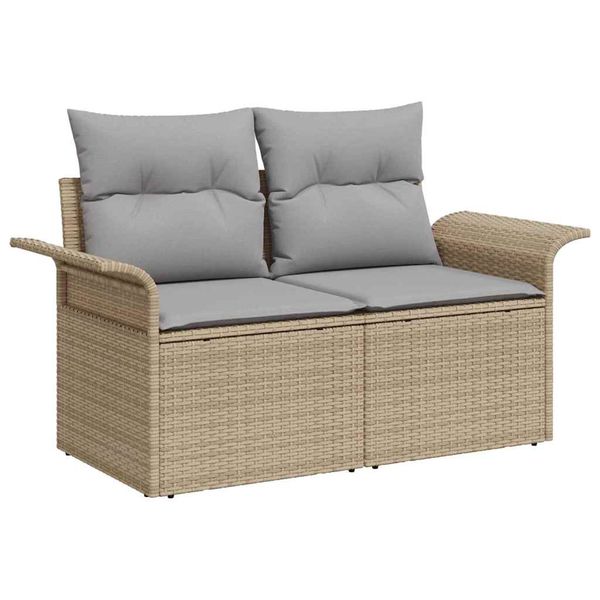 vidaXL Súprava záhradných pohoviek s úložiskom 6 pcs Béžová Poly ratan
