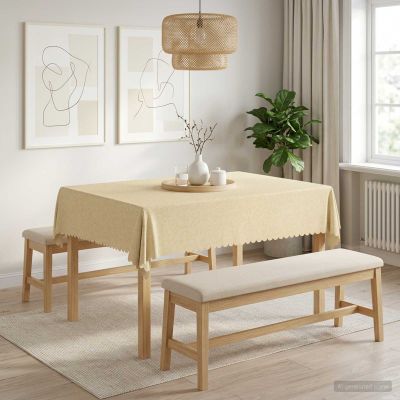 vidaXL Uterák na stôl Obdĺžnikový Krémovo biela 140 x 160 cm