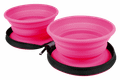 KiwiWalker TVL-865 Travel Double Bowl cestovná miska - ružová, 2ks