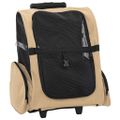 vidaXL Vozík pre domáce zvieratá 3 v 1, dizajn, pieskový, 48 x 32 x (57-106) cm, oxfordská látka