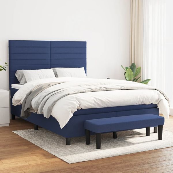 vidaXL Boxspring posteľ s matracom modrý 140x190 cm látka