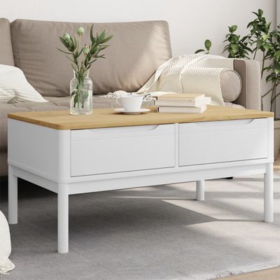 vidaXL Konferenčný stolík FLORO biely 99x55,5x45 cm masívna borovica