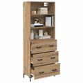 vidaXL Highboard Remeselný dub 69,5 x 34 x 180 cm Kompozitné drevo