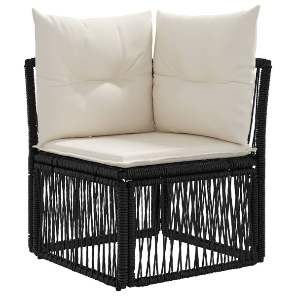 vidaXL Rohová sofa Čierna polyratan