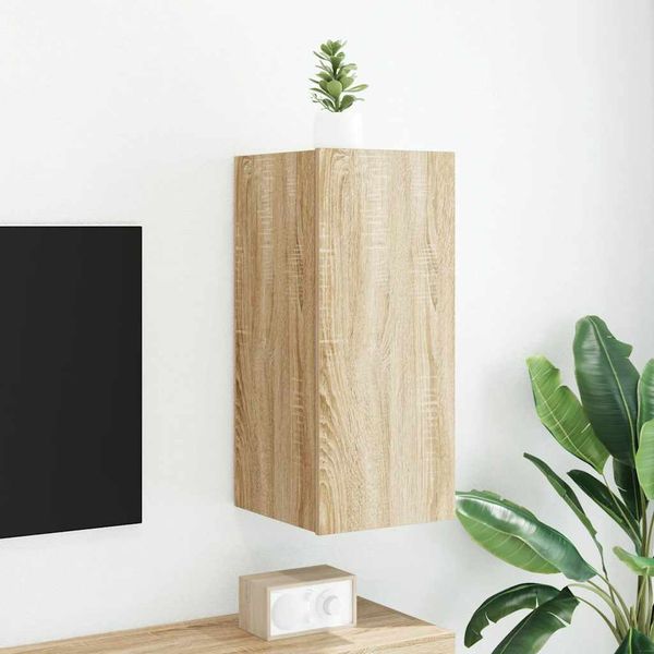 vidaXL TV nástenná skrinka s LED svetlami dub sonoma 30,5x35x70 cm