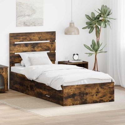 vidaXL Rám postele Dymová dub 100 x 200 cm Kompozitné drevo