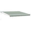 vidaXL Sklopná markíza Zelená a biela 350 x 250 cm Polyester a kov
