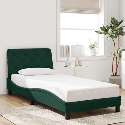 vidaXL Rám postele bez matraca tmavozelený 90x200 cm zamat