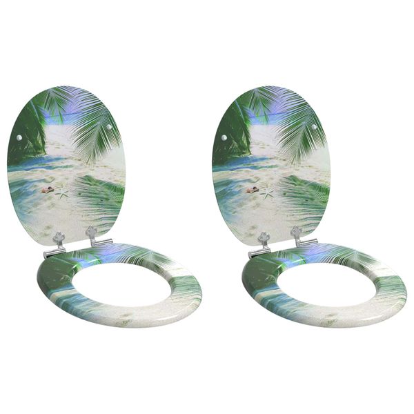 vidaXL Sedenie na toaletu s tichým zatváraním 2 pcs Zelená 44 x 38 cm