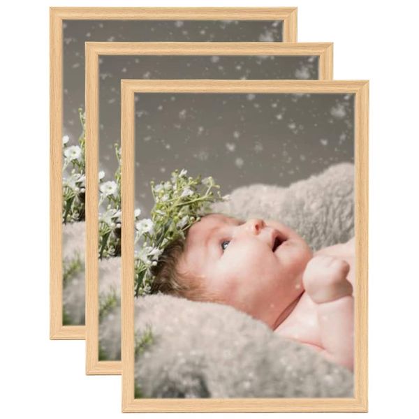 vidaXL Fotorámiky na stôl, koláž 3 ks, svetlý dub 13x18 cm