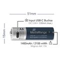 MEDIARANGE Batérie nabíjateľné AA, USB-C, 4ks