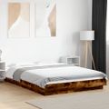 vidaXL Posteľný rám s LED svetlami dymový dub 140x200 cm kompoz. drevo