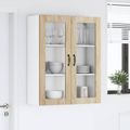 vidaXL Nástenný sklenený kabinet LUCCA Dub sonoma 80 x 31 x 100 cm