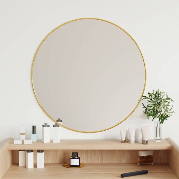 vidaXL Nástenné zrkadlo zlaté Ø 60 cm okrúhle