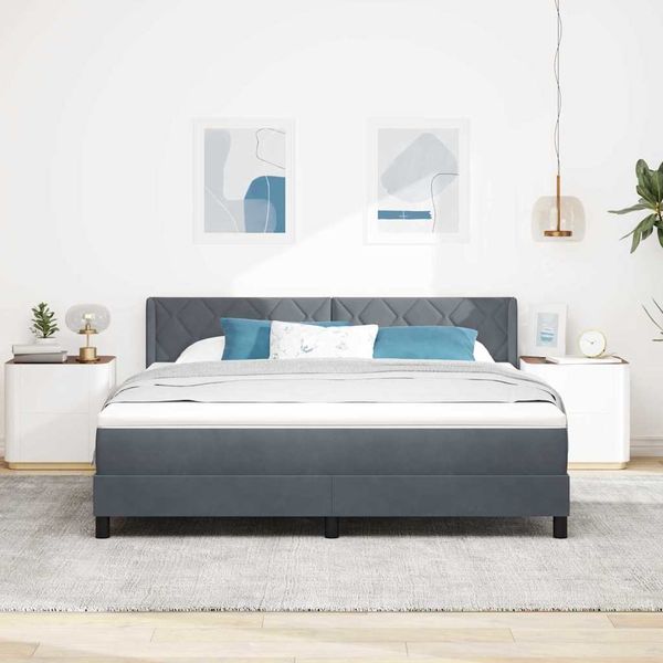 vidaXL Posteľ s pružinovým rámom Tmavo šedá 200 x 180 cm Zamat
