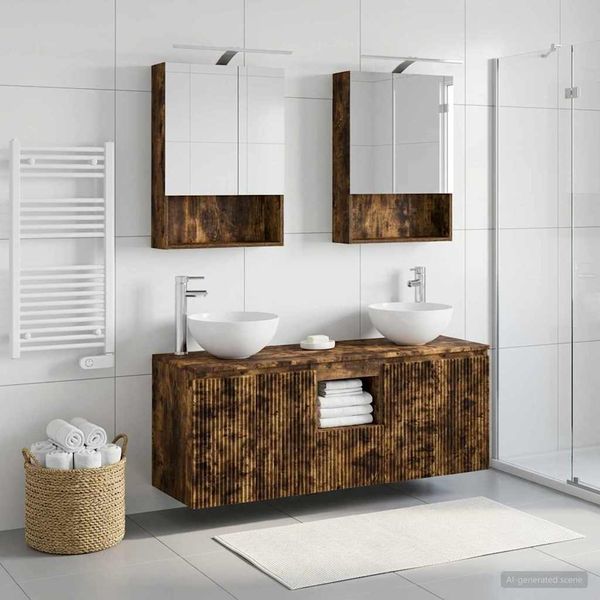 vidaXL Set kabinetov do kúpeľne 5 pcs Dymový dub 50 x 14,5 x 70 cm