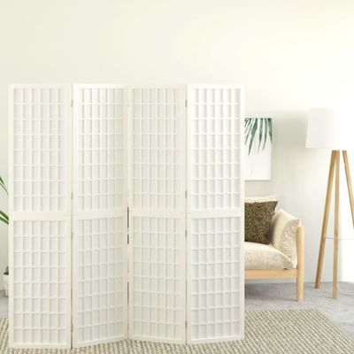 vidaXL Skladací paraván s 4 panelmi, japonský štýl 160x170 cm biely