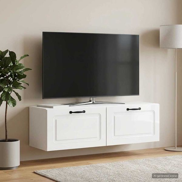 vidaXL Nástenná TV skrinka Biela s vysokým leskom 98 x 31 x 30 cm