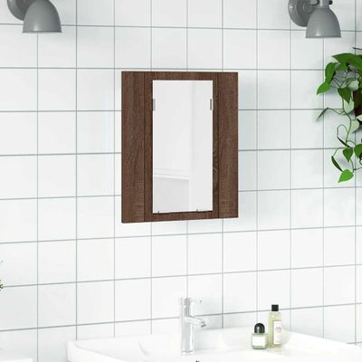 vidaXL LED zrkadlová skrinka hnedý dub 40x12x45 cm kompozitné drevo