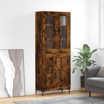 vidaXL Vysoká skrinka dymový dub 69,5x34x180 cm spracované drevo