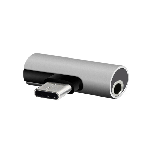 Setty adaptér USB-C - audio jack 3,5mm + USB-C AD-C-JC-7 strieborný