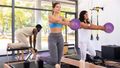 Rehabilitačný pilates loptička REBEL ACTIVE RBA-3103-PU 25 cm fialová