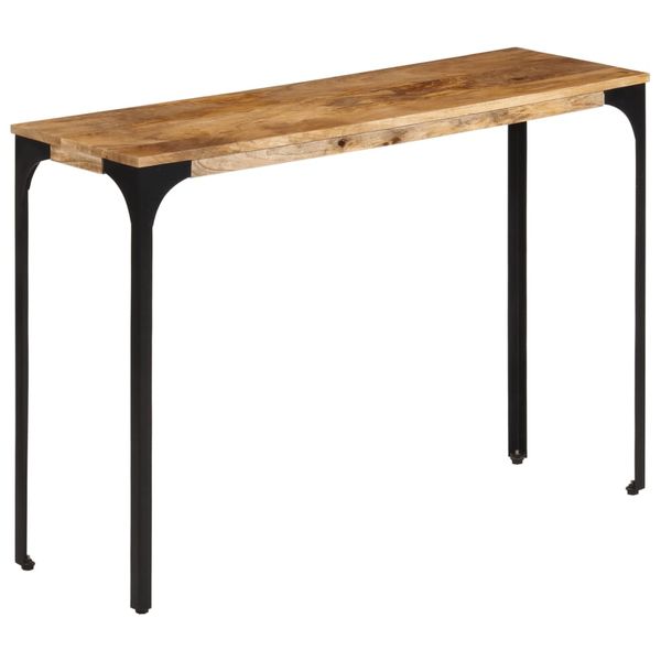 vidaXL Konzolový stolík hnedý 110x35x76 cm mangovníkový masív a železo