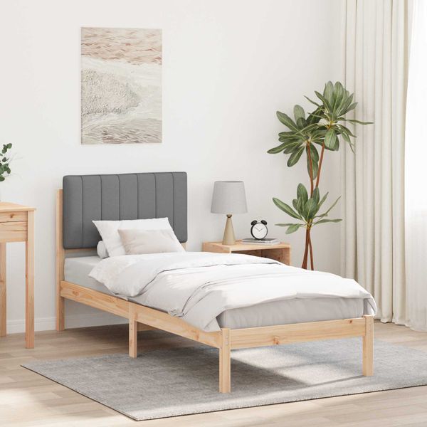 vidaXL Rám postele s čalúneným čelom Svetlosivá 75 x 190 cm