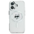 Puzdro Karl Lagerfeld pre iPhone 16 6,1" KLHMP16SHLSCHH biele Hard IML Metal Choupette Head MagSafe