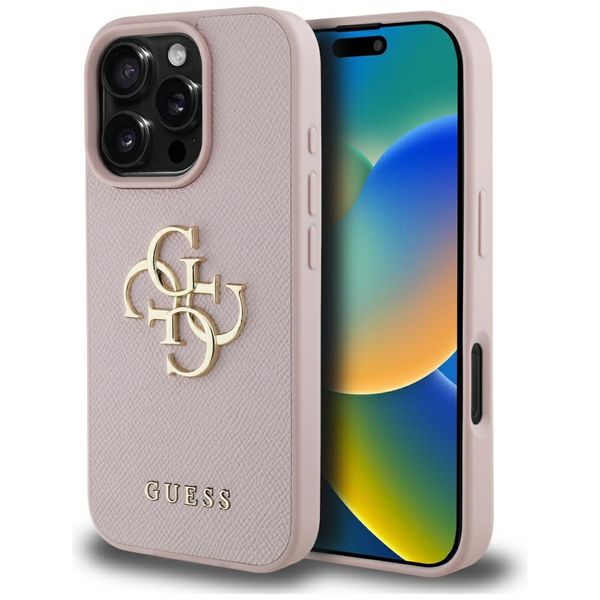 Guess Hardcase PU Grained Big 4G a Classic Logo Puzdro pre iPhone 16 Pro 6,3" Ružové