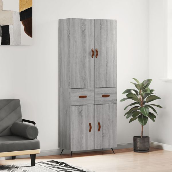 vidaXL Vysoká skrinka sivý dub sonoma 69,5x34x180 cm spracované drevo