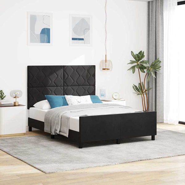vidaXL Posteľ s pružinovým rámom Čierna 140 x 200 cm Zamat