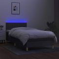 vidaXL Posteľ boxsping s matracom a LED tmavosivá 90x200 cm látka