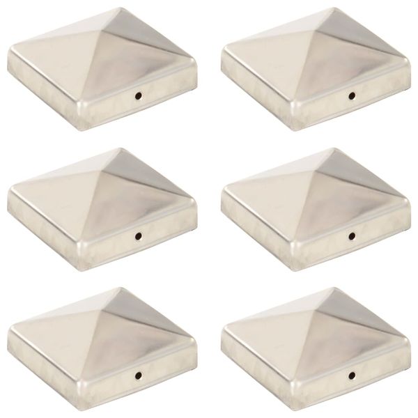 vidaXL Pyramídové krytky na plotové stĺpiky 6 ks 81x81 mm nehrdzavejúca oceľ