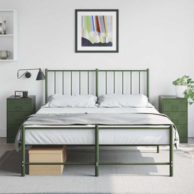 vidaXL Nočné stolíky 2 ks olivovozelené 34,5x39x62 cm oceľ