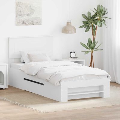 vidaXL Rám postele s čelnou doskou Biela 90 x 200 cm Kompozitné drevo